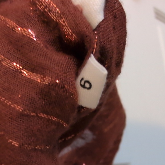 Ulla Johnson Cora Mahogany Metallic Flutter Sleeve Top Size 6 - Picture 4 of 7